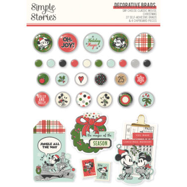 SIMPLE STORIES - Collezione Say Cheese Classic Mouse Christmas - Decorative Brads