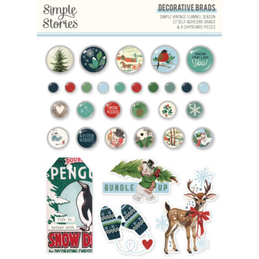 SIMPLE STORIES - Collezione Simple Vintage Flannel Season - Decorative Brads