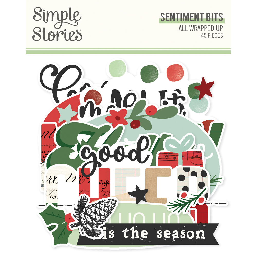 SIMPLE STORIES - Collezione All Wrapped Up - Sentiment Bits & Pieces