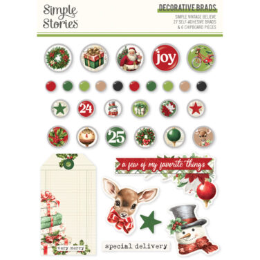 SIMPLE STORIES - Collezione Simple Vintage Believe - Decorative Brads