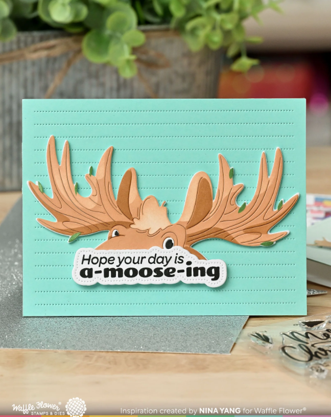 WAFFLE FLOWER - A-moose-ing Sentiments Piercing Matching Die - immagine 2