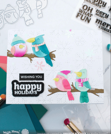 Alternative view of WAFFLE FLOWER - Birdie Friends in Winter Stencil