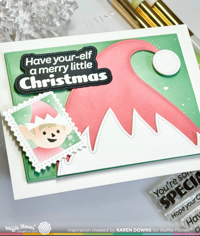 WAFFLE FLOWER - Elf-tastic Sentiments Stamp Set - immagine 2