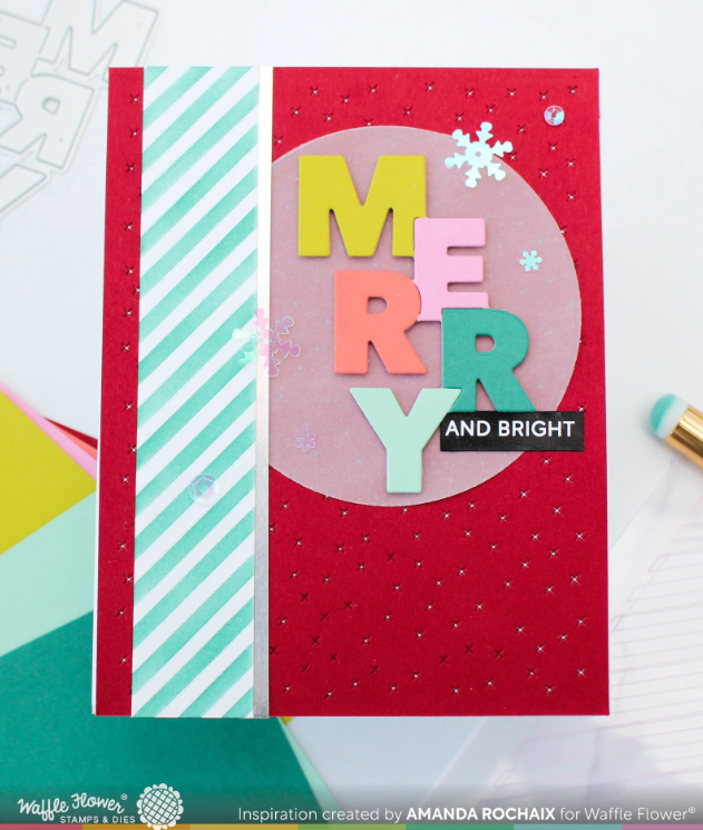 WAFFLE FLOWER - Overlapping Vertical Merry Word Die - immagine 2