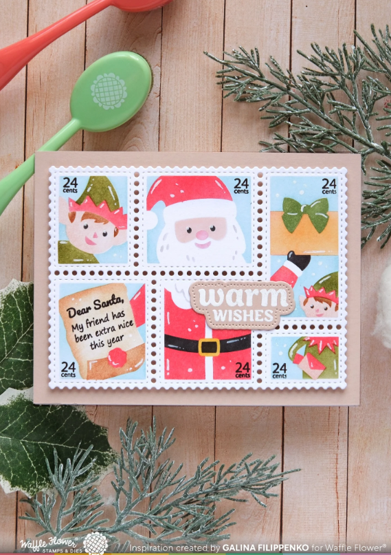 WAFFLE FLOWER - Postage Collage Dear Santa Stamp Set - immagine 2