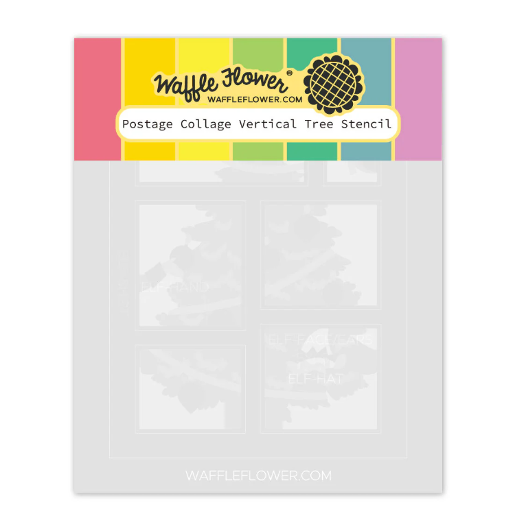 WAFFLE FLOWER - Postage Collage Vertical Tree Stencil