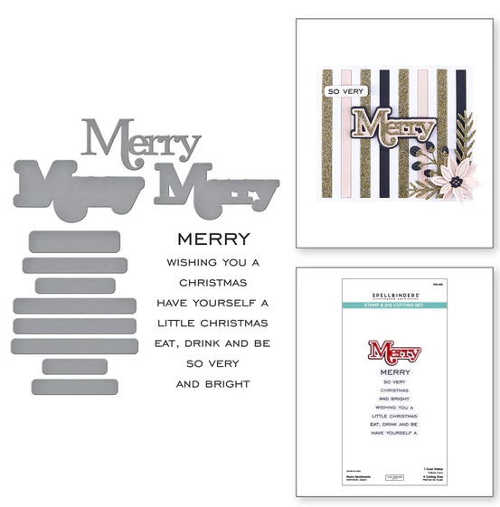 Spellbinders - Merry Sentiments Clear Stamp & Die Set