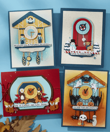 Alternative view of Halloween Tick Tock Etched Dies from the Cuckoo Cottage Collection