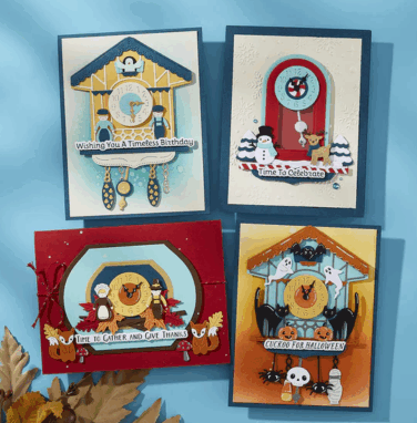 Alternative view of Halloween Tick Tock Etched Dies from the Cuckoo Cottage Collection