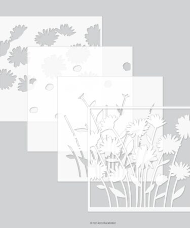 Concord & 9th - Daisy Bouquet Stencil Pack (4 qty; 6 x 6)