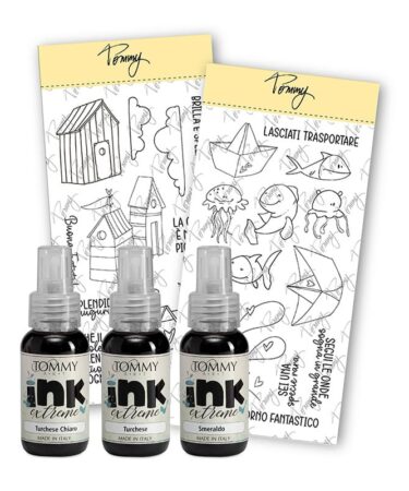 TOMMY ART - Corso INK EXTREME Sapore di mare – 3 colori ink extreme + 2 timbri + corso online con Tommaso Bottalico