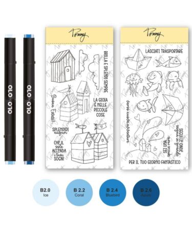 TOMMY ART - Corso OLO Colors of the sea – 4 colori OLO punta pennello + 2 timbri + corso online con Tommaso Bottalico