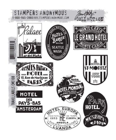 Stampers Anonymous Travel Labels Tim Holtz Cling Stamps