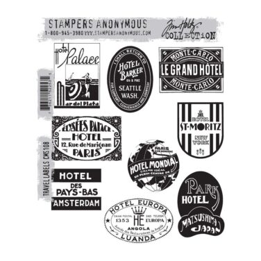 Stampers Anonymous Travel Labels Tim Holtz Cling Stamps