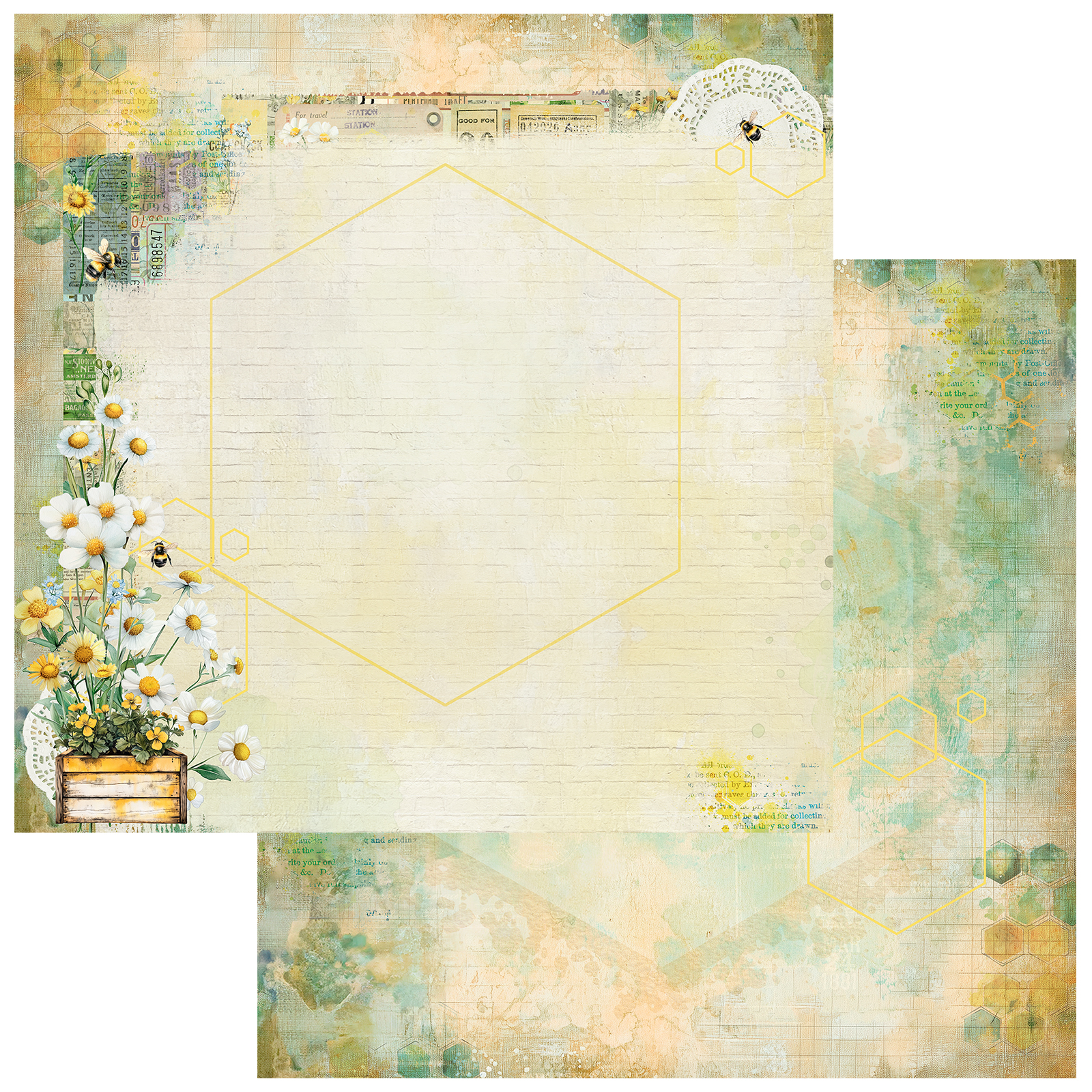 49 AND MARKET Collezione Botanical Buzz - Carta patterned 12x12 - Delicate