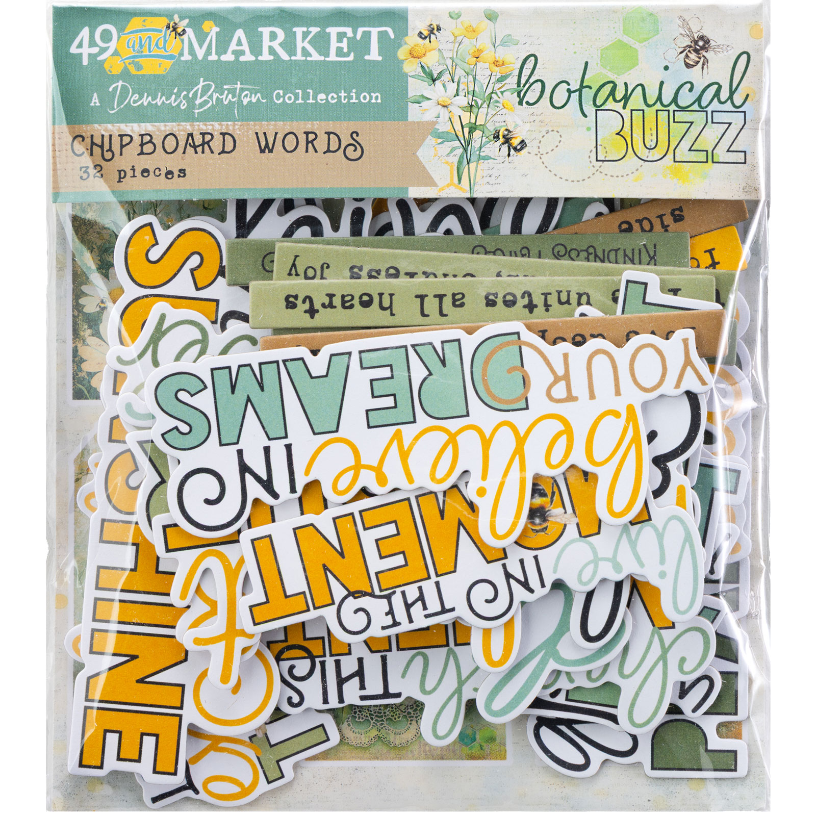 49 AND MARKET Collezione Botanical Buzz - Chipboard Words