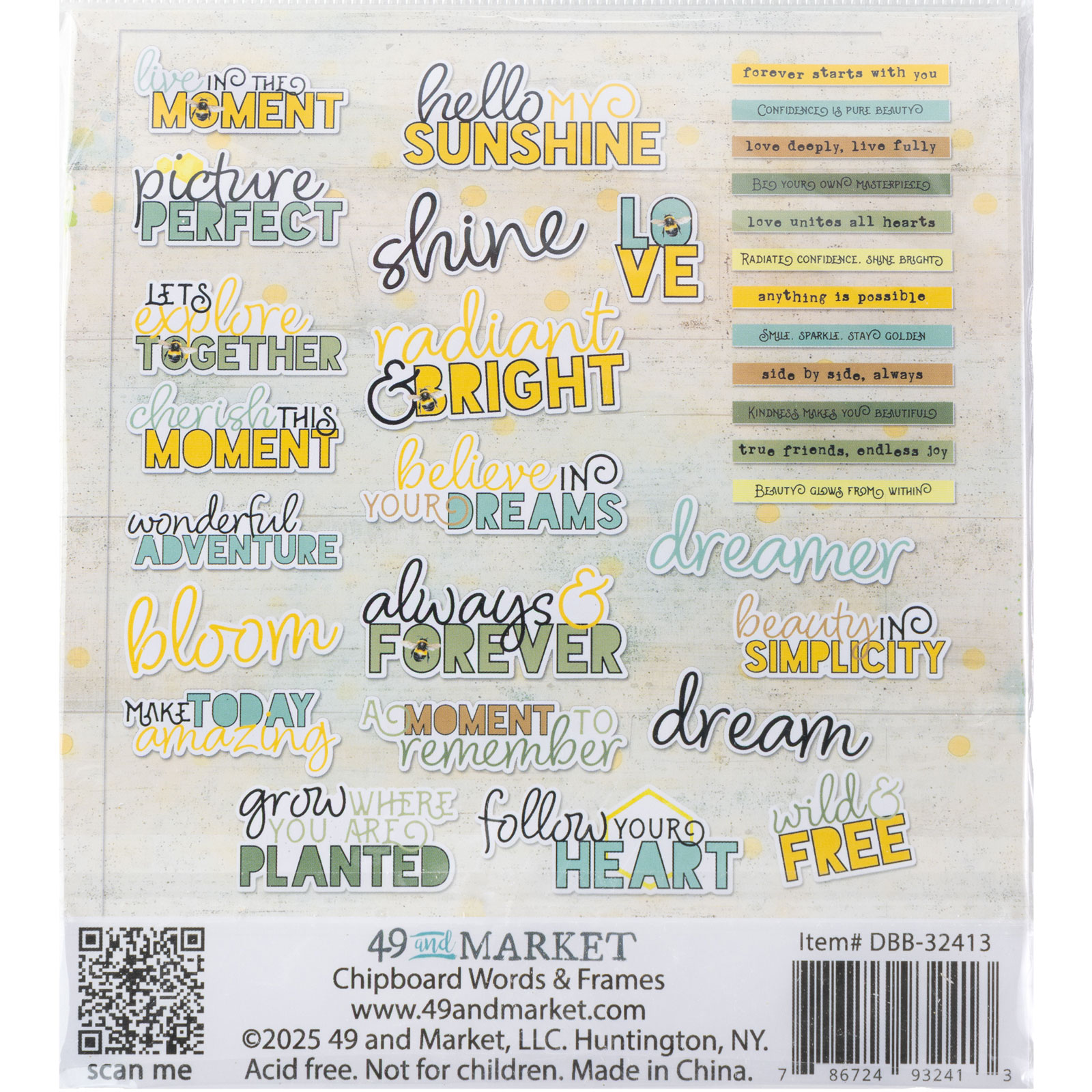 49 AND MARKET Collezione Botanical Buzz - Chipboard Words - immagine 2