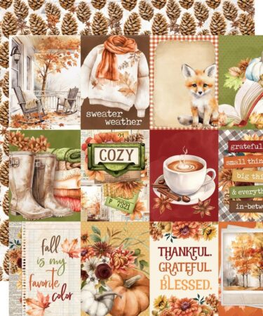 SIMPLE STORIES - Collezione Simple Vintage Autumn Breeze Double-Sided Cardstock 12"X12" -3X4 Elements
