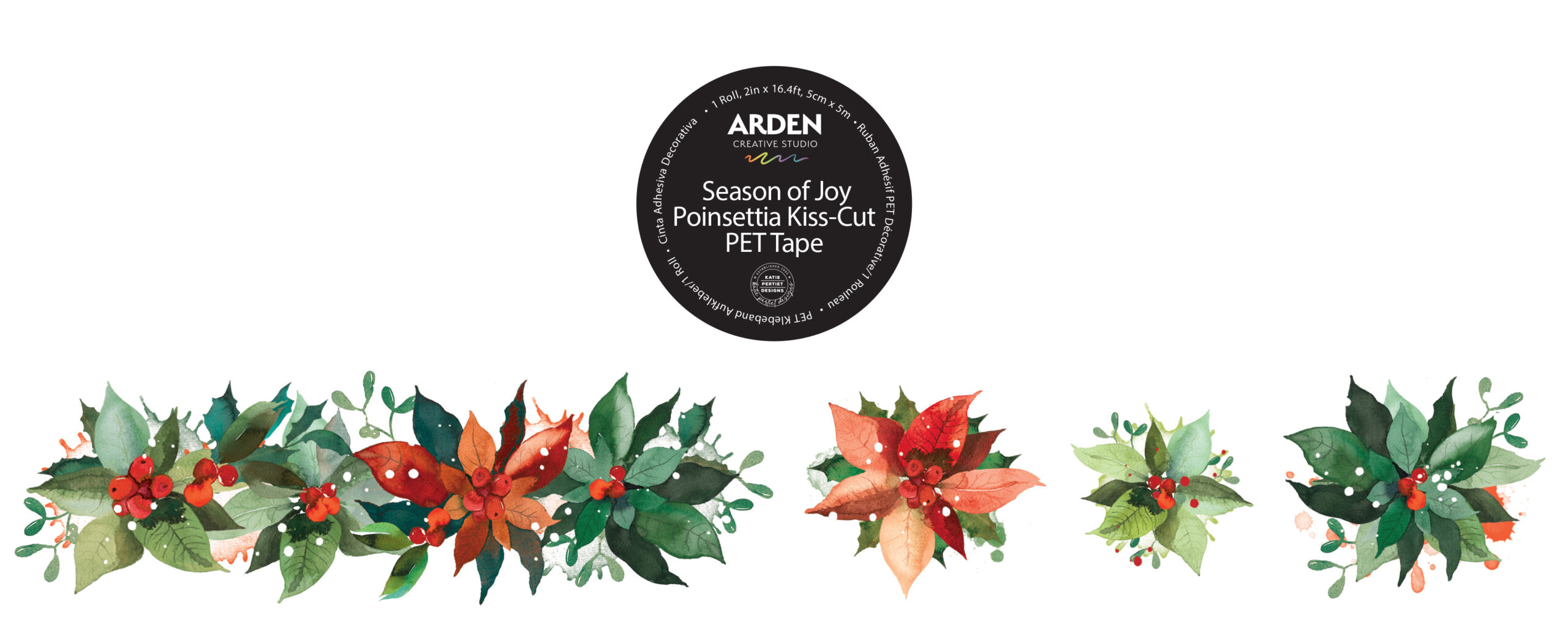 ARDEN CREATIVE STUDIO - Season of Joy Kiss-Cut PET Tape Poinsettia (5cmx5m)