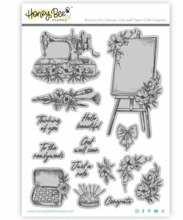 HONEY BEE – Collezione Makers Mix – 6x8 Rubber Cling Stamp - Floral Easel