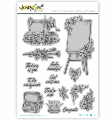 HONEY BEE – Collezione Makers Mix – 6x8 Rubber Cling Stamp - Floral Easel