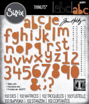 Sizzix Thinlits Die by Tim Holtz Alphanumeric Cutout Lower (3/4"Tall) (102pcs)