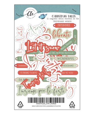 IL NEGOZIO DELLA MAMMA DI CLE – GLI ABBELLIMENTI DELLA CLE – COLLEZIONE  CHRISTMAS TALES - CHIPBOARD WORDS