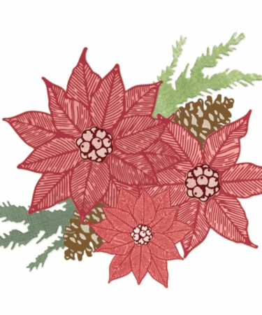 Sizzix Framelits Die w/Stamps by 49 and Market Poinsettia Trio (10+16pcs timbri e fustelle coordinate))