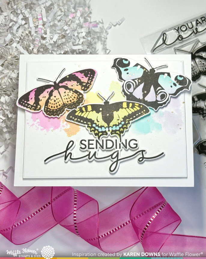 WAFFLE FLOWER - Butterfly Trio Coloring Stencil - immagine 2