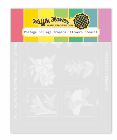 WAFFLE FLOWER - Postage Collage Tropical Flowers Stencil