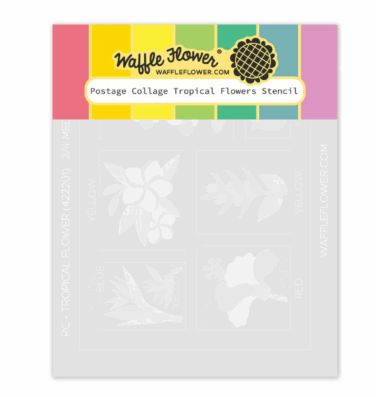 WAFFLE FLOWER - Postage Collage Tropical Flowers Stencil