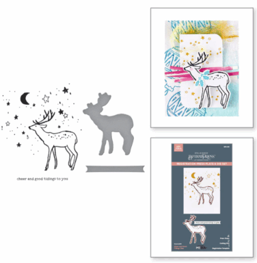 Spellbinders - Cheer and Good Tidings Deer Registration Press Plate & Die Set