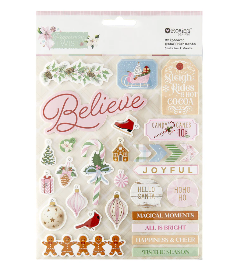 Spellbinders - Rosie's Studio Peppermint Twist Chipboard Stickers