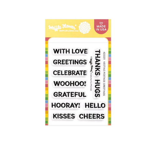 WAFFLE FLOWER - Nesting Postage Collage Greetings Stamp Set