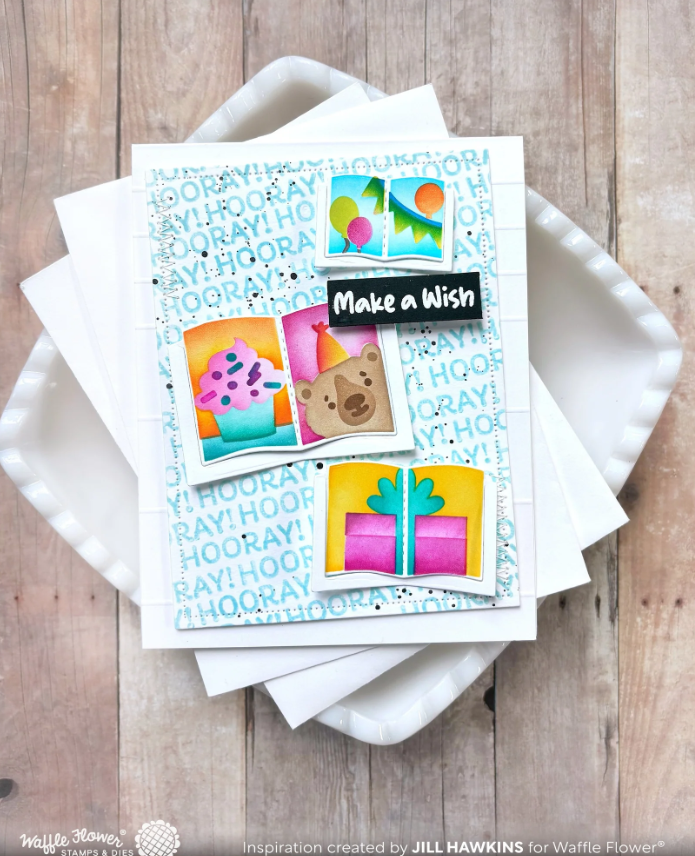 WAFFLE FLOWER - Nesting Postage Collage Greetings Stamp Set - immagine 2