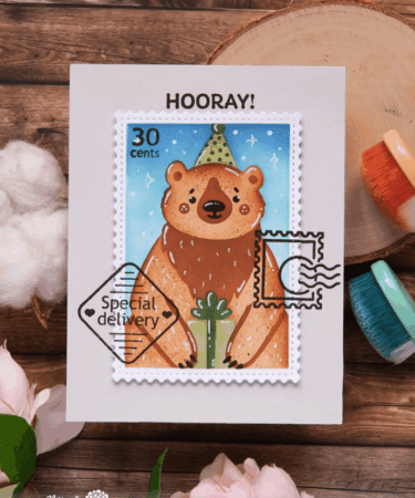 Alternative view of WAFFLE FLOWER - Nesting Postage Collage Party Bear Stencil