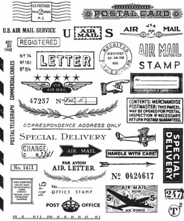 Tim Holtz Cling Stamps 7"X8.5" - Correspondence