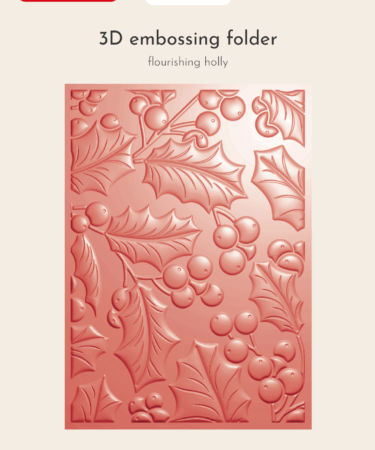 Crafter's Companion Christmas 3D Embossing Folder 5x7 Inch Flourishing Holly