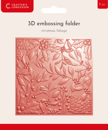 Crafter's Companion Christmas 3D Embossing Folder 5.5x5.5 Inch Christmas Foliage