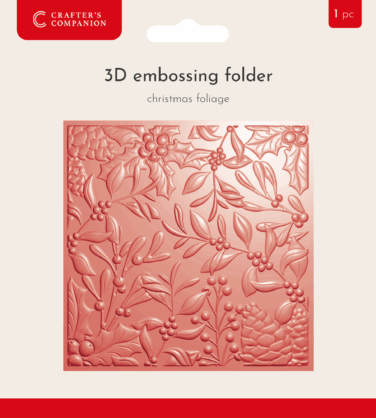 Crafter's Companion Christmas 3D Embossing Folder 5.5x5.5 Inch Christmas Foliage