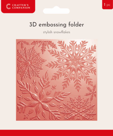 Crafter's Companion Christmas 3D Embossing Folder 5.5x5.5 Inch Stylish Snowflakes