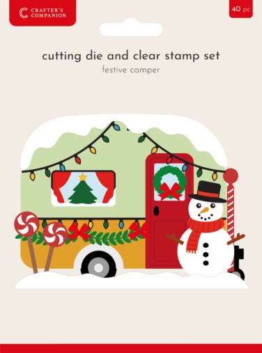 Crafter's Companion Christmas Shaped Card Bases Stamp & Die Festive Camper