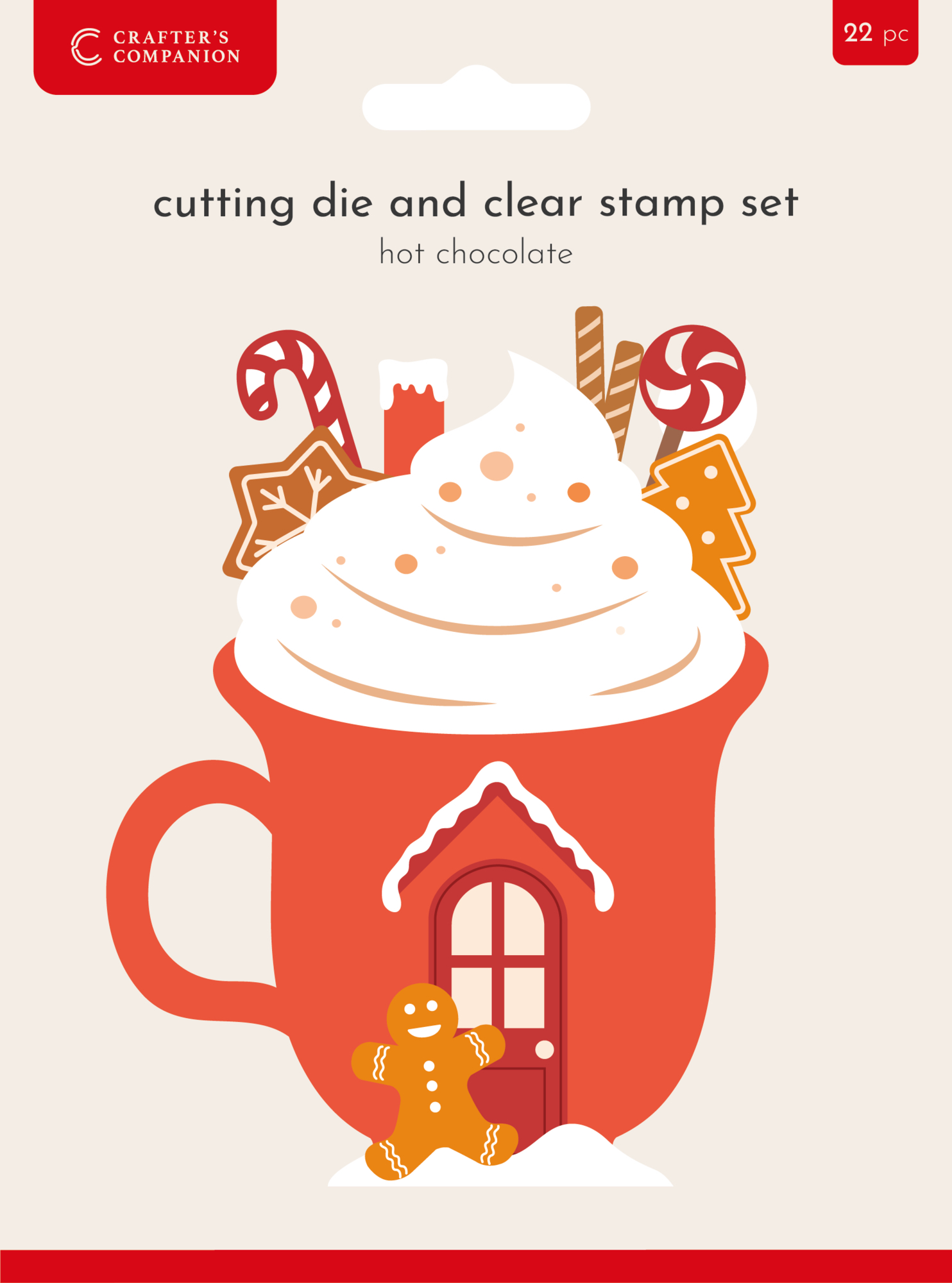 Crafter's Companion Christmas Shaped Card Bases Stamp & Die Hot Chocolate
