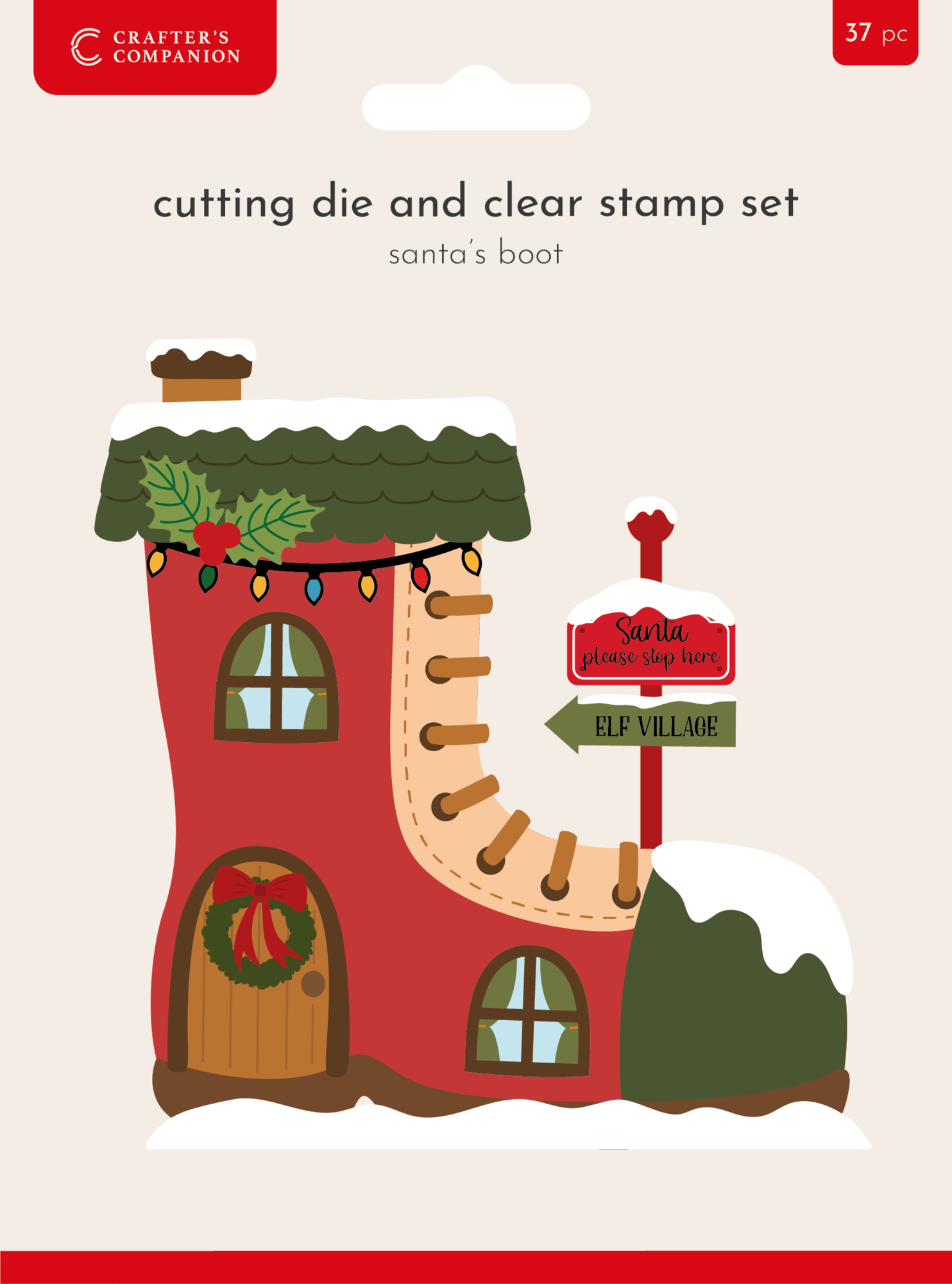 Crafter's Companion Christmas Shaped Card Bases Stamp & Die Santa's Boot