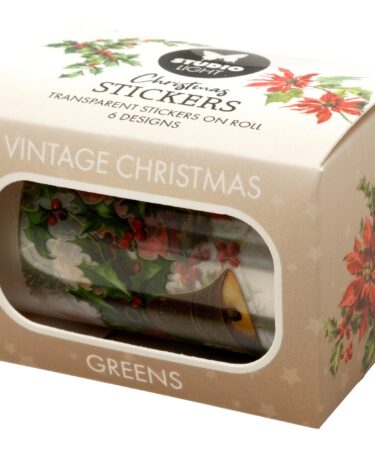 Studio Light Vintage Christmas Transparent Stickers on Roll Greens
