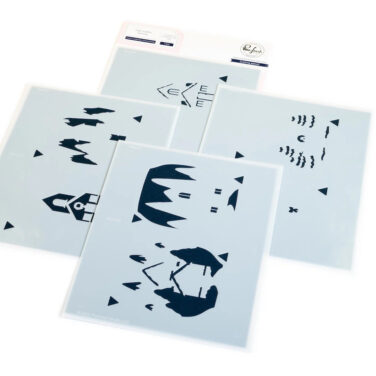 PINKFRESH STUDIO Lantern Landscapes snowy cottage stencil