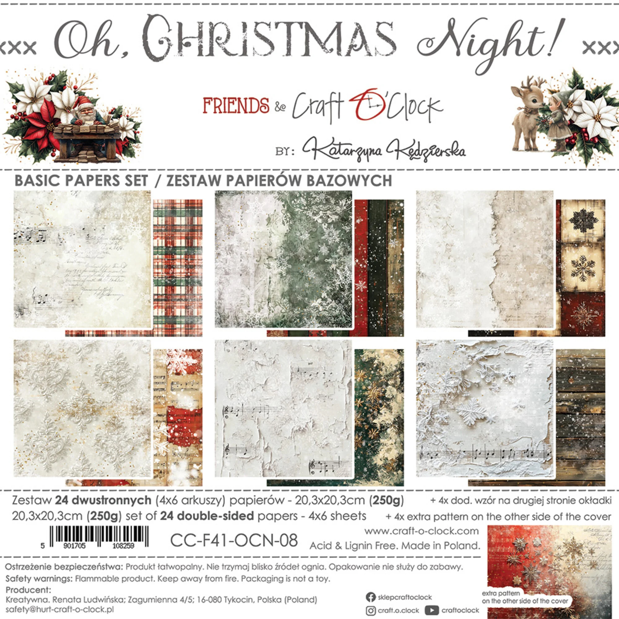 Craft O'Clock Oh Christmas Night 8x8 Inch Basic Papers Set