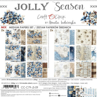Craft O'Clock Jolly Season 8x8 Inch Medum Papers Set