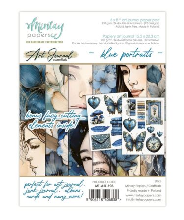 MINTAY PAPERS. 6 x 8 Art Journal Paper Pad - Blue Portraits
