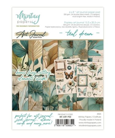 MINTAY PAPERS. 6 x 8 Art Journal Paper Pad - Teal Dream